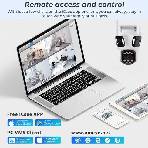 كاميرا مراقبة ثلاثية العدسات بدقة 4K بدقة 8 ميجابكسل وثلاث عدسات واي فاي، كاميرات مراقبة تسجيل لاسلكية 24/7 مع تتبع تلقائي للإنسان، كشف الحركة، ليلة كاملة الألوان، صوت ثنائي الاتجاه، تطبيق iCsee in Kuwait