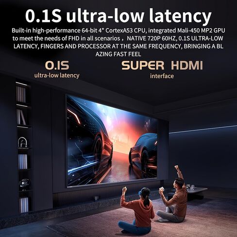 800 ANSI Outdoor Projector With WiFi & BT5.1, 300 Inch, Native 1080P, 4K Support, Ultra-low Latency 0.1S, Motorized focus, Home Theater, 2+32GB, NFLX/Ytb/Prime Video, Compatible w/TV/iOS/Android in Saudi Arabia