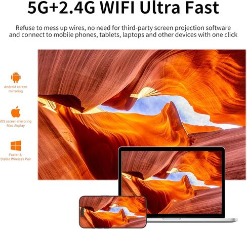 800 ANSI Outdoor Projector With WiFi & BT5.1, 300 Inch, Native 1080P, 4K Support, Ultra-low Latency 0.1S, Motorized focus, Home Theater, 2+32GB, NFLX/Ytb/Prime Video, Compatible w/TV/iOS/Android in Saudi Arabia