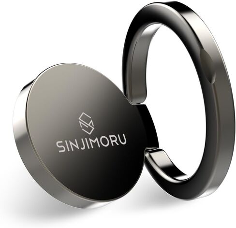 Sinjimoru Detachable Metal Phone Ring Holder Finger Kickstand, 360 Degree Rotation Available Phone Holder for Hand & Phone Grip Stand for iPhone & Galaxy. Sinji Mount Ringo Metallic Black in Saudi Arabia