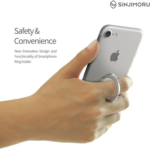 Sinjimoru Detachable Metal Phone Ring Holder Finger Kickstand, 360 Degree Rotation Available Phone Holder for Hand & Phone Grip Stand for iPhone & Galaxy. Sinji Mount Ringo Metallic Black in Saudi Arabia