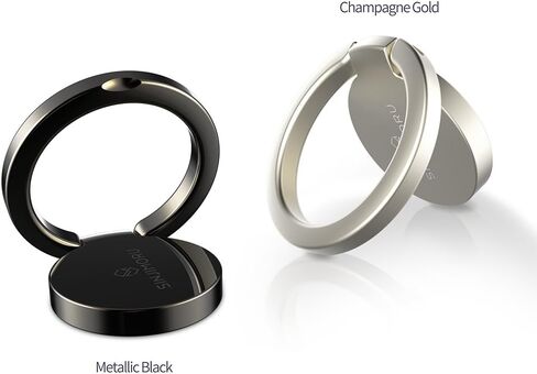Sinjimoru Detachable Metal Phone Ring Holder Finger Kickstand, 360 Degree Rotation Available Phone Holder for Hand & Phone Grip Stand for iPhone & Galaxy. Sinji Mount Ringo Metallic Black in Saudi Arabia