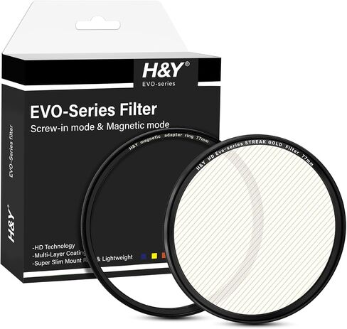 سلسلة H&Y EVO 82 مم مرشح خط قوس قزح متغير 360 درجة قابل للدوران تأثيرات مضيئة غير متبلورة، برغي مرشح عدسة وفلتر عدسة مغناطيسي 2 في 1 مع حلقة محول مغناطيسي in Kuwait