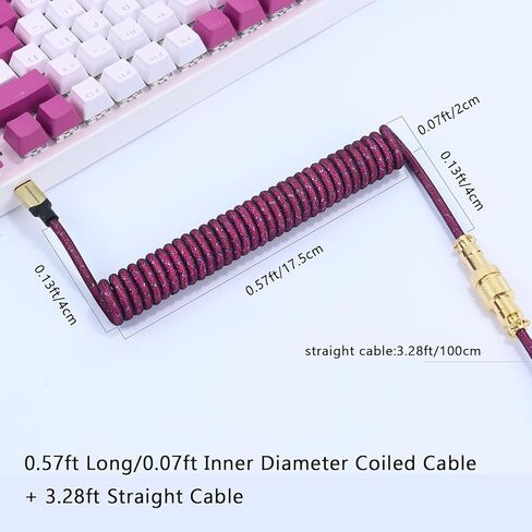 كابل USB C إلى A ملفوف مخصص من ATTACK SHARK للوحة مفاتيح الألعاب، كابل مجدول بإضاءة النجوم بأكمام مزدوجة مع موصل معدني قابل للفصل 24K ذهبي 1.7M-2.2M للهاتف/PS4/Android/Xbox-أبيض in Kuwait
