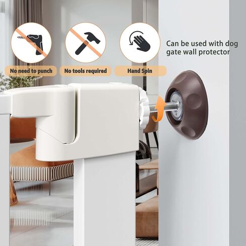 Smallest Wall Protector Protects Walls and Doors from Pet Doors and Dog Door Shafts - Pressure Mounted Fence for Stairs 4-Pack(White) in Saudi Arabia