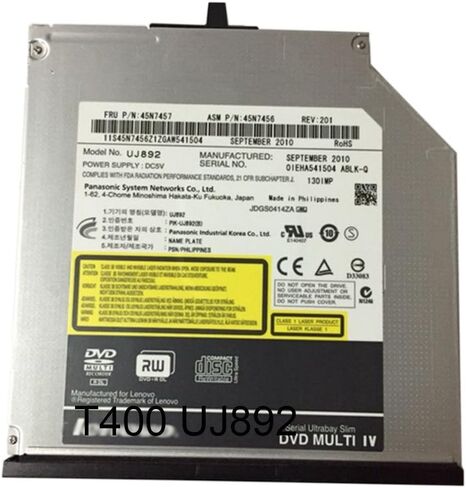 محركات الأقراص الضوئية الداخلية SATA النحيفة DVDRW UJ892 لأجهزة Thinkpad T400 T410i T410S/T420S/T430S 45N7459/45N7457 in Kuwait