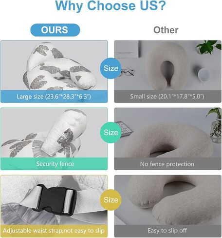 Nursing Pillow for Breastfeeding, Breastfeeding Essentials for Newborn, More Support for Mom and Baby, with Adjustable Waist Strap and Removable Cotton Cover (Big Leaves) in Saudi Arabia