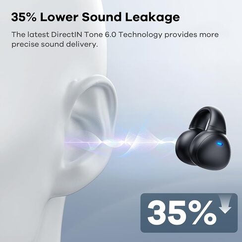 Ear Clip Earbuds True Wireless Bluetooth Headphones, Mini Bone Conduction Earphones Open Ear Headphones for Sport Running Workout Driving Compatible with iPhone Android (Black) in Saudi Arabia