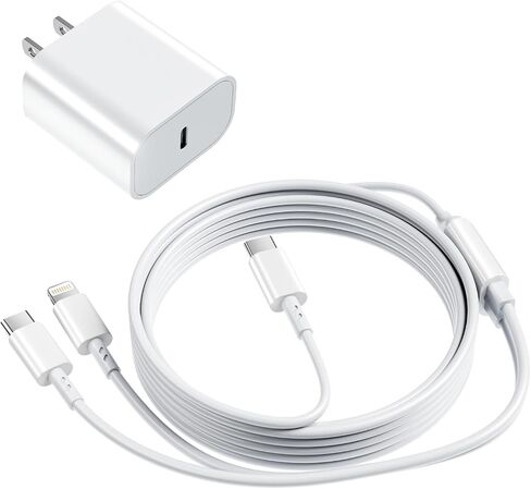 Multi Charger 2 in 1 for iPhone 14 and 15, (USB C & Lightning) to USB C Fast Charging Cord with 20W PD Type C Fast Charging Block for iPhone 15/14/13/12 Pro Max/11/Xs Max/X,iPad Pro in Saudi Arabia
