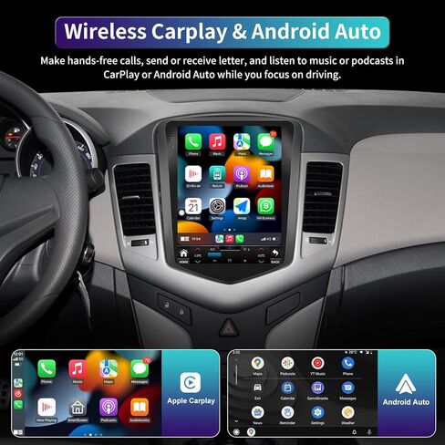 راديو ستيريو للسيارة 10.4 بوصة 5GWIFI 4GB+32GB لسيارة شيفروليه تشيفي كروز 2009-2015 2016 المحدودة Android 13 وحدة رأس ترقية T-Style مع Carplay/Android Auto مع بلوتوث GPS FM/RDS 48EQ SWC in Kuwait