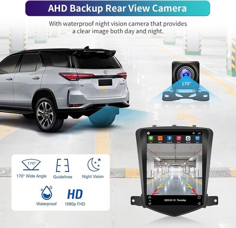 راديو ستيريو للسيارة 10.4 بوصة 5GWIFI 4GB+32GB لسيارة شيفروليه تشيفي كروز 2009-2015 2016 المحدودة Android 13 وحدة رأس ترقية T-Style مع Carplay/Android Auto مع بلوتوث GPS FM/RDS 48EQ SWC in Kuwait