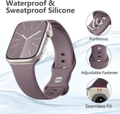 Sport Band Compatible with Apple Watch Band 38mm 40mm 41mm 42mm 44mm 45mm 49mm for Women Men, Soft Silicone Waterproof Replacement Strap for iWatch Bands Series 9 8 7 6 5 4 3 2 1 SE Ultra/Ultra 2 in Kuwait