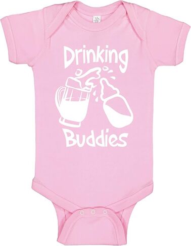 Reaxion Funny Cute Baby Boy Girl Drinking Humor Bodysuits | Mommy Daddy Drinking Buddies With Bottle Mug in Kuwait