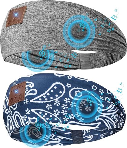 2-Pack Sleeping Headphones Bluetooth Headband, 2024 New Headband Headphones with Ultra-Thin Speakers, Wireless Headphones Headband for Side Sleepers, Running, Insomniac, Travel, Meditation（Black&Grey） in Kuwait