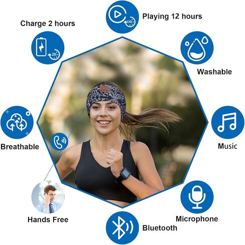 2-Pack Sleeping Headphones Bluetooth Headband, 2024 New Headband Headphones with Ultra-Thin Speakers, Wireless Headphones Headband for Side Sleepers, Running, Insomniac, Travel, Meditation（Black&Grey） in Kuwait
