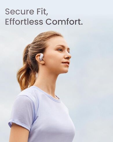SHOKZ OpenFit Air - Open-Ear Headphones, True Wireless Earbuds, Water Resistant, Secure Earhooks for Daily Use, Black | Hooked comfort; Natural sound; Open-ear awareness; AI call clarity; IP54; Workout/leisure/work/driving use in Kuwait