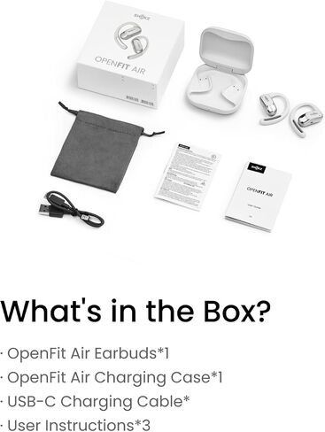 SHOKZ OpenFit Air - Open-Ear Headphones, True Wireless Earbuds, Water Resistant, Secure Earhooks for Daily Use, Black | Hooked comfort; Natural sound; Open-ear awareness; AI call clarity; IP54; Workout/leisure/work/driving use in Kuwait