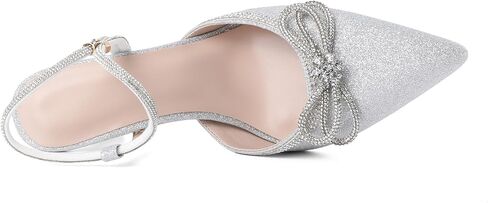 Eldof Women's Rhinestone Bow Heels Sparkly Ankle Strap Closed Pointed Toe Kitten Low Heel Pumps 1.5 Inches in Saudi Arabia