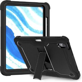 حافظة لجهاز iPad Air 11 بوصة M2 2024، حافظة iPad Air الجيل السادس، حافظة iPad Air 5th(2022)/4th(2020) مع حامل قلم رصاص ومسند، غطاء تابلت واقٍ متين مقاوم للصدمات، أخضر/رمادي
