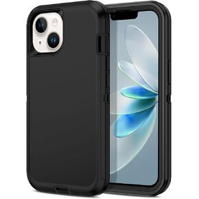 Hucasok Compatible with iPhone 14 Case Shockproof Rugged Full Body Protection Heavy Duty Dust/Drop Proof 3-Layer Cover Case for Apple iPhone 14 Case 6.1 inch 2022,Black