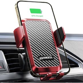 Wireless Car Charger, JOYMASS 15W Fast Charging Auto Clamping Car Charger Cell Phone Holder Mount Vent for iPhone 15 14 13 12 Mini Pro Max, Samsung Galaxy S24 Ultra S23 S22 S21+ Note 20, etc - Pink
