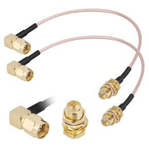 WiFi Cable Extender 6 inch 2 Pack RP-SMA Male Right Angle to RP-SMA Female Bulkhead Mount RG316 Right Angle Cable for Wireless Network 4G LTE Router Cellular RTL SDR Receiver