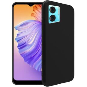 Case for Doogee N50S + Glass Screen Protector Tempered Film - Transparent Silicone Soft Flexible Bumper Shockproof TPU Protective Cover Shell for Doogee N50S (Black)