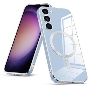 Magnetic for Samsung Galaxy S23 Case, Luxury Cute Soft TPU Magnetic Anti-Scratch Anti-Yellowing Slim Fit Glossy Shockproof Case for Samsung Galaxy S23 Case, Black(8-19)