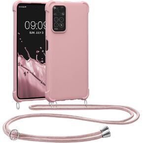 kwmobile Crossbody Case Compatible with Xiaomi Redmi Note 11 / Note 11S Case - TPU Silicone Cover with Strap - Moss Green