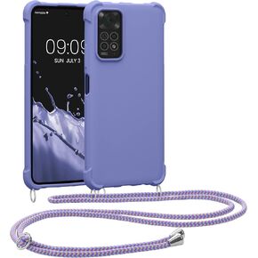 حافظة كروس kwmobile متوافقة مع حافظة Xiaomi Redmi Note 11 / Note 11S - غطاء سيليكون TPU مع حزام - أخضر موس