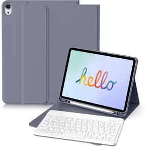 حافظة KENKE iPad Air الجيل السادس مقاس 11 بوصة 2024 / iPad Air الجيل الرابع / Air الجيل الخامس 2022/2020 10.9 بوصة حافظة لوحة مفاتيح مع حامل قلم رصاص، حافظة لوحة مفاتيح بلوتوث لاسلكية لجهاز iPad Air، أرجواني
