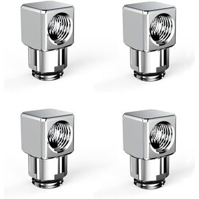 Mollytek 4 Pack G1/4" 90 Degree Fitting Male to Female Extender Adapter Water Cooling Fittings Plug 90°Rotary Metal/Rigid/PETG Tubing Connector (Black)