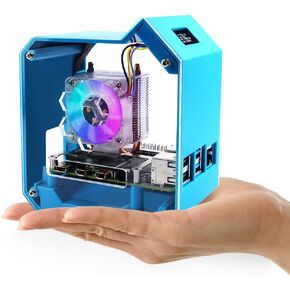 GeeekPi Mini Tower Kit for Raspberry Pi, Pi 4 Case with ICE Tower Cooler, 0.96'' OLED Module, RGB Cooling Fan, Heatsink,GPIO 1 to 2 Expansion Boardfor Raspberry Pi 4B