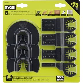 RYOBI 8 PC. Multi-Material Oscillating Blade Set