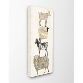 Stupell Industries Fun Stacked Sheep and Goats Farm Animals,Beige,10 x 24,aap-231_fr_10x24