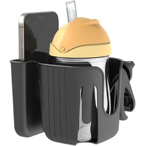 Stroller Cup Holder with Phone Holder, 2-in-1 Universal Cup Phone Holder for Uppababy Nuna Doona Strollers, Bike Cup Holder, Adjustable Drink Phone Holder for Stroller, Wheelchair, Walker, Scooter.