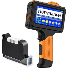 Handheld Inkjet Printer, Portable Handheld Printer with 42ml Quick-Drying Ink Cartridge, Handheld Inkjet Printer Gun with 4.3" Touch Screen for Text QRCode/Barcode/Batch Number/Label/Image