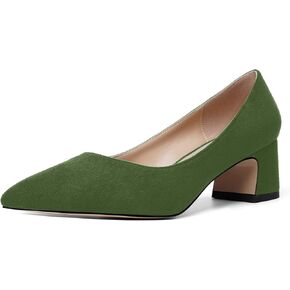 Womens Block Office Slip On Casual Suede Pointed Toe Chunky Low Heel Pumps Shoes 2 Inch