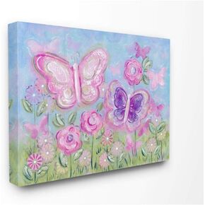 The Kids Room by Stupell Pastel Butterflies in a Garden Rectangle Wall Plaque