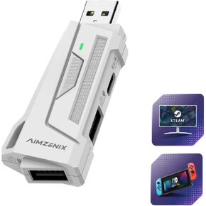 Keyboard and Mouse Adapter for PC, AX200 Gaming Adapter with Smart Joystick functionality, 1000Hz Report Rate,app customisation,Flex Mapping, no Boot Required, White,with Instruction Manual