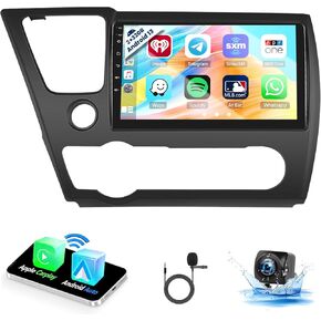 for 2013-2017 Honda Civic Android Car Stereo Radio with Wireless Carplay Android Auto, 2+32G 9 Inch Touchscreen Radio WiFi GPS Navigation Bluetooth FM RDS EQ Mirror Link