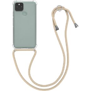 kwmobile Crossbody Case Compatible with Google Pixel 5 Case - Clear TPU Phone Cover w/Lanyard Cord Strap - Transparent