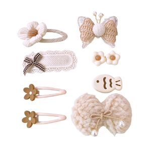 Girls' Hairpins 8 non-slip classification hairpins for kids Bow Orange Brown cute hair accessories for little girls, teens, toddlers, kids gifts (rice coffee)