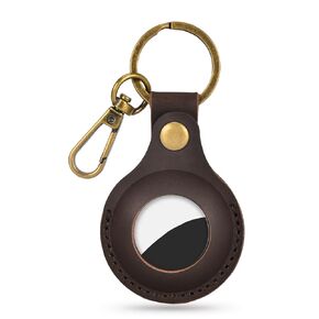 Airtag Holder for Apple Airtag,Premium Crazy Horse Leather Kaychain Case with Key Ring (Brown)