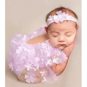 Newborn Photography Outfits Girl Newborn Photography Props Lace Romper with Headband Newborn Infant Photo Shoot Outfits Girls Photo Props Newborn Girl Photoshoot Outfits