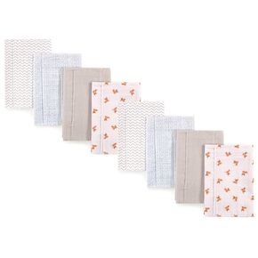 Luvable Friends Cotton Poly Flannel Burp Cloths Multipack, Blue 8-Pack, One Size