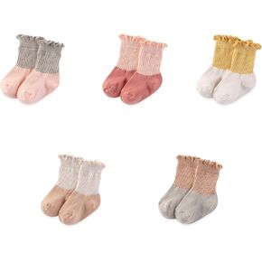 Unisex Baby Boy Girl Socks 5 Pack Ankle Crew Socks Breathable Socks Newborn Accessories Set 0-5T