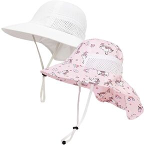 Toddler Sun Hat Baby Beach Hat Summer UPF 50+ Protection Caps for Boys Girls Wide Brim Neck Flap Outdoor Play Hats