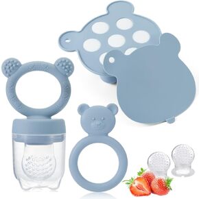 KEERT Baby Breastmilk Popsicle molds with Baby Food Feeder for Teething Relief, Silicone Fruit Feeder Pacifier Food Freezer Tray for Babies Feeding, Teething teether