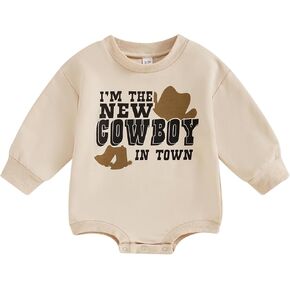 Western Baby Boy Girls Clothes Newborn Infant Cow Print Sweatshirt Romper Oversized Long Sleeve Bodysuit